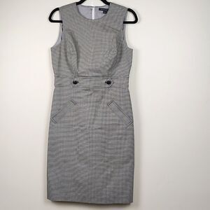 Brooks Brothers Classic Black & White Houndstooth Sleeveless Sheath Dress